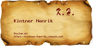 Kintner Henrik névjegykártya